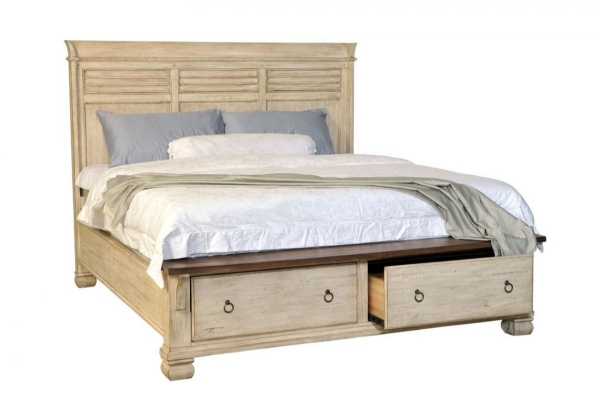 Picture of Belmont Solid Wood Storage Bed Antique Linen