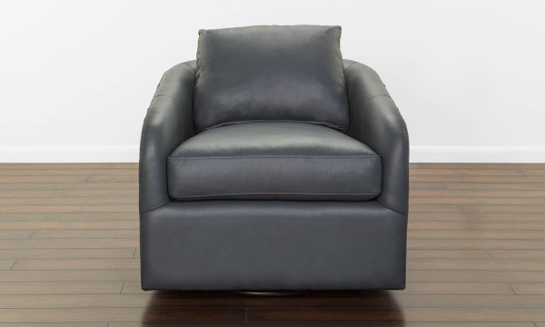 Picture of Topanga Mid Blue Leather Swivel Chair