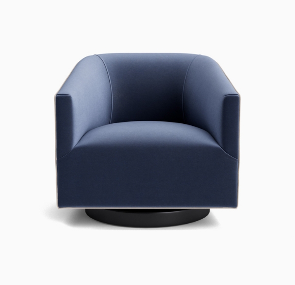 Picture of Cooper Studio Velvet Full Swivel Accent Chair - Indigo