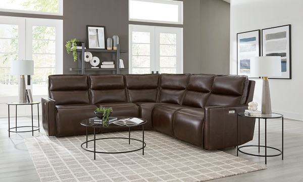 Evelyn Brownさん専用 Evelyn Dark Brown Leather 5-Piece Power Sectional | The Dump