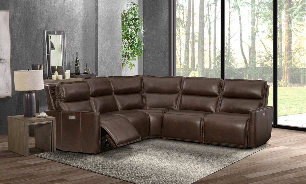 Evelyn Brownさん専用 Evelyn Dark Brown Leather 5-Piece Power Sectional | The Dump