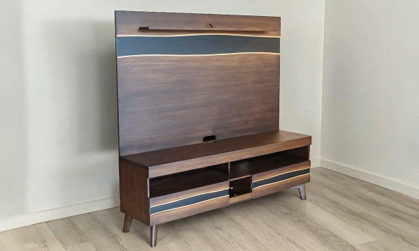Picture of Greentown Brown Solid Pine Entertainment Center