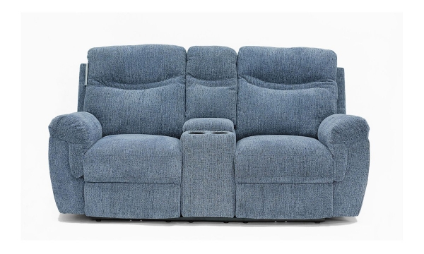 Picture of Sheffield Navy Blue Reclining Console Loveseat