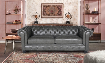 Picture of Carson Charcoal Leather Chesterfield Sofa