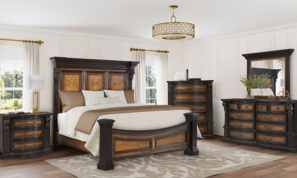 Picture of Carnegie Manor Queen Cinnamon Mansion 3-Piece Bedroom Set