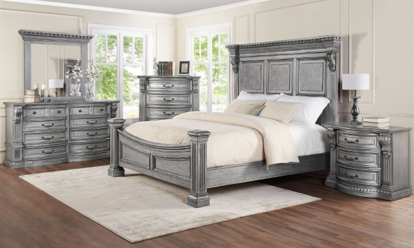 Picture of Carnegie Manor Platinum Mansion King Panel Bed