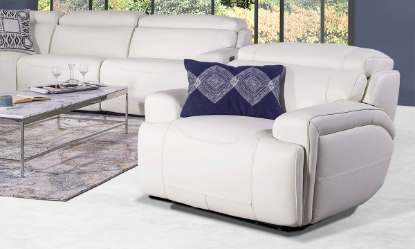 Picture of Plymouth White Leather Power Recliner