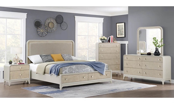 Picture of Skyline Gray Burlap Queen Storage 5-Piece Bedroom Set