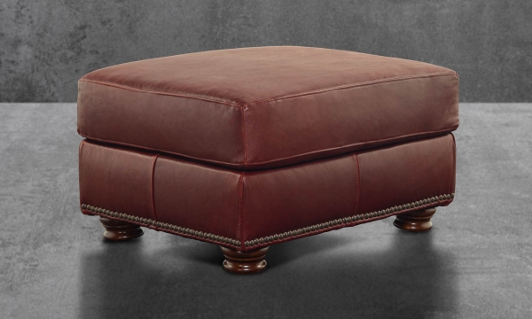 Picture of Gunnison Red Leather Ottoman