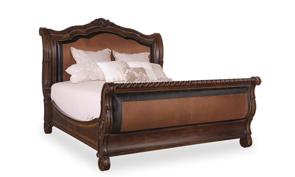 Picture of Valencia Dark Oak King Upholstered Sleigh Bed