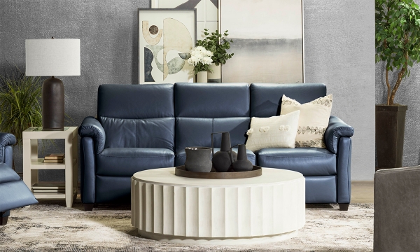 Picture of Maddalena Navy Leather Power Sofa