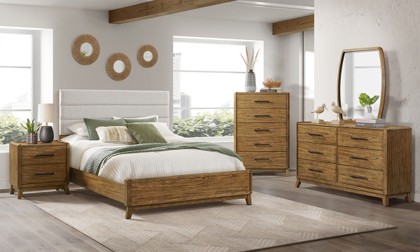 Picture of Nelson Rustic Oak 3-Piece Queen Panel Bedroom Set