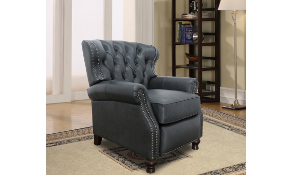 Picture of Presidential Gray Leather Push Thru Recliner