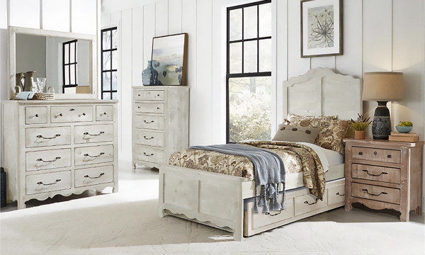 Picture of Chatsworth Dove Twin Panel Bed with Trundle