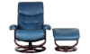 Picture of Dawson Blue Leather Recliner and Ottoman