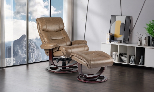 Picture of Dawson Brown Leather Recliner and Ottoman