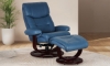 Picture of Dawson Blue Leather Recliner and Ottoman