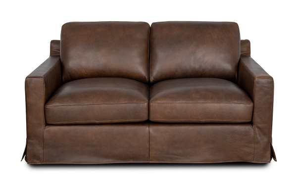 Picture of Slipcovered Maple Leather Loveseat