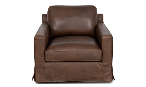 Picture of Slipcovered Maple Leather Chair