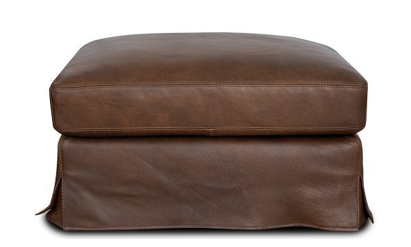 Picture of Slipcovered Maple Leather Rectangle Ottoman