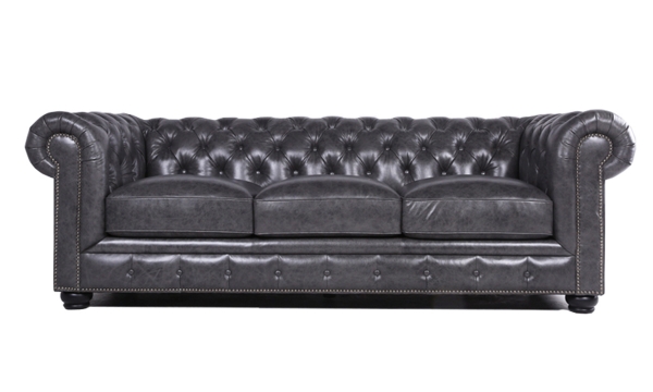 Picture of Frankfurt Gray Leather Chesterfield Sofa