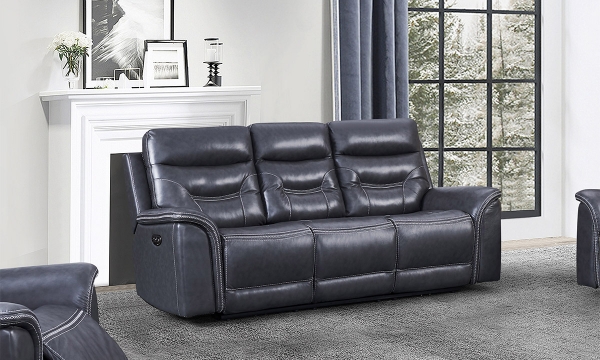 Picture of Bullard Gray Leather Dual Power Sofa