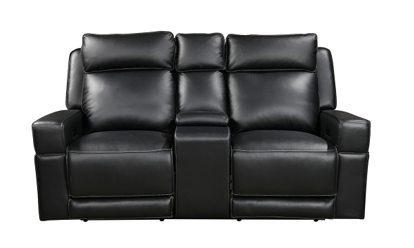 Picture of Valley Black Leather Dual Power Loveseat
