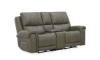 Picture of Burton Charcoal Leather Triple Power Console Loveseat