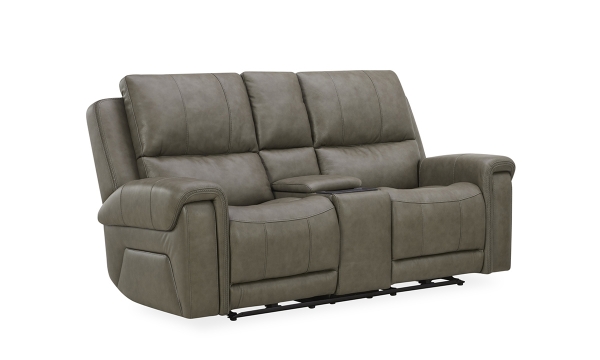 Picture of Burton Charcoal Leather Triple Power Console Loveseat