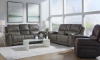 Picture of Burton Charcoal Leather Triple Power Console Loveseat