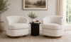 Picture of Noah White Curved Arm Swivel Accent Chair