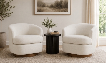 Picture of Noah White Curved Arm Swivel Accent Chair